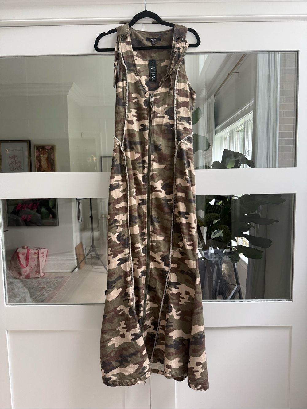 AFRM Olive Camo Zip-Front Sleeveless Maxi Dress - Picture 3 of 4